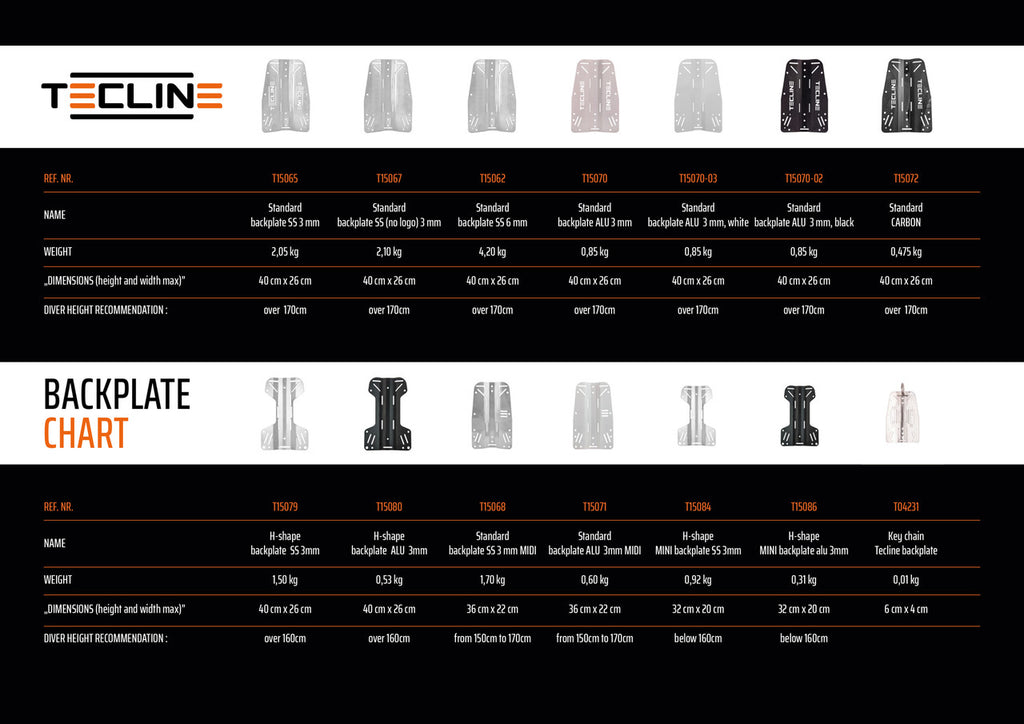 Tecline Back plate RVS 3mm MIDI
